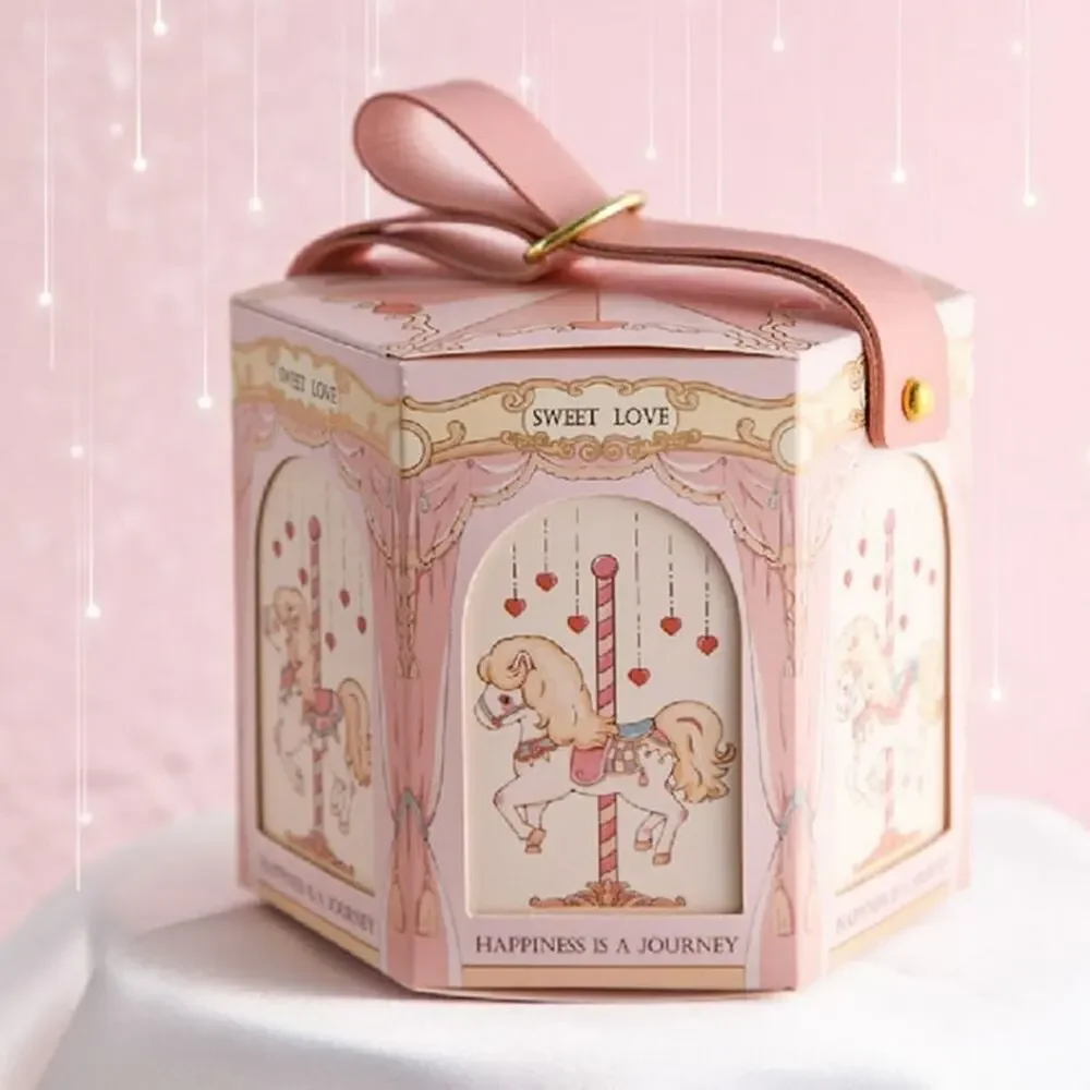 20 pack of Pink 3.5x4” carousel Happiness is a journey goodie gift box